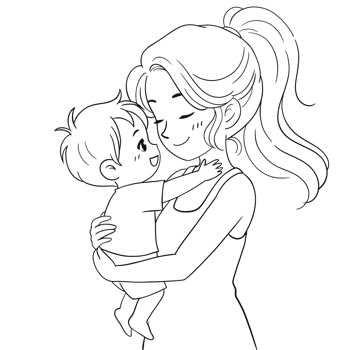 Mother and son png