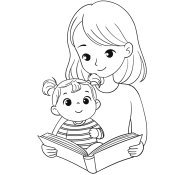 Mother and Daughter reading a book png