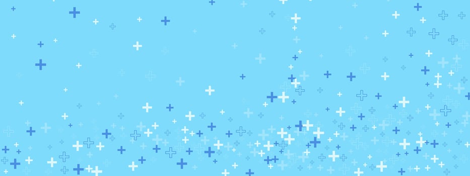 Abstract blue and white plus shape for medical or health background with light pattern. Seamless for math or graphic layout. Wallpaper or template. vector