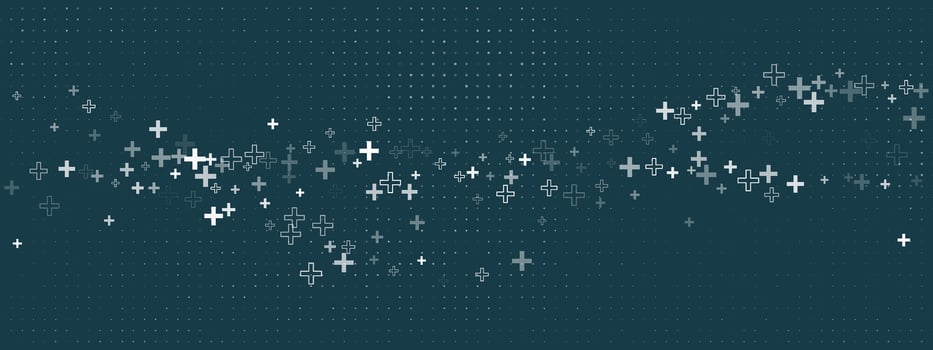 White plus signs form an abstract pattern on a dark blue background, ideal for medical health hospital design. This symbolic element provides a modern and positive tech aesthetic. vector