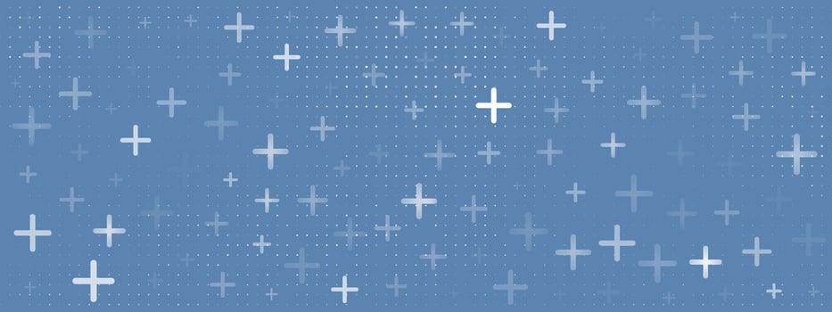 White plus signs form an abstract pattern on a medium blue background, ideal for medical health hospital design. This symbolic element provides a clean and positive tech aesthetic. vector