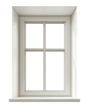 Modern white window frame isolated on transparent background png