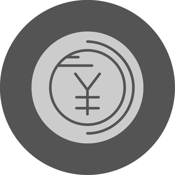 Yen sign Solid Grey Minimal Circle Icon vector