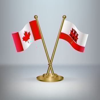 Canada and Gibraltar table flag relation vector