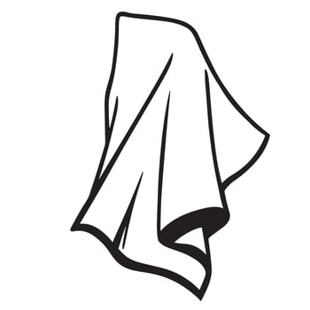 Hanging clean cloth or towel with bold black outlines on a white background vector