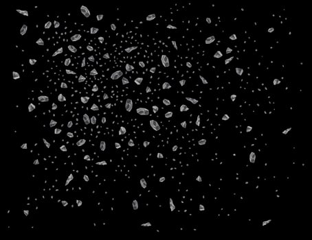 Small salt crystals bursting against a black background, creating a stunning and dynamic pattern. vector