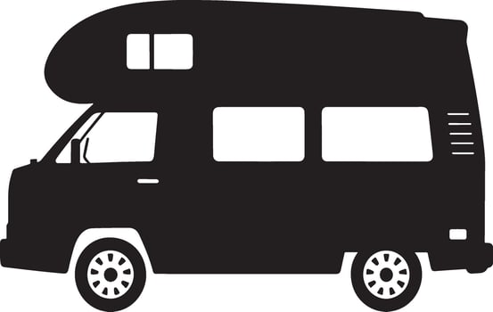 Classic camper van with overcab sleeping area silhouette vector
