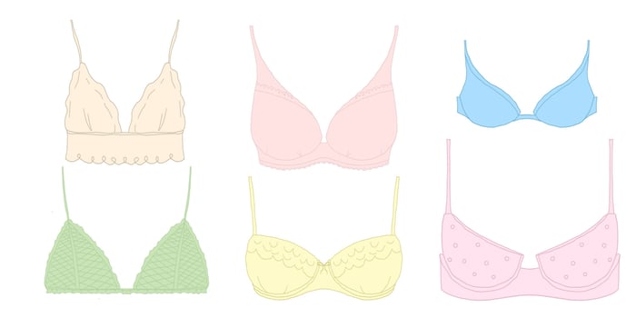 Lingerie Set Minimalist Outline of Bra and Underwear in Soft Pastel Colors vector