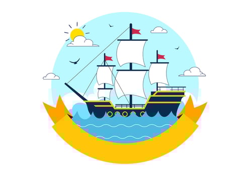 Illustration of a Marine Scene with Cargo Ships and Sea for World Maritime Day Celebration vector