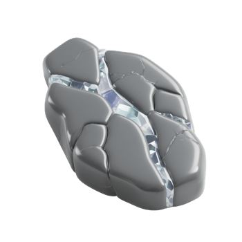 Gray rock with crystal mineral isolated on transparent background png