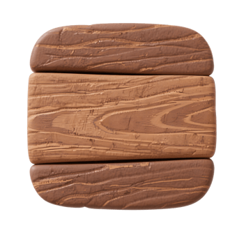 Three wooden planks stacked isolated on transparent background in cartoon style png