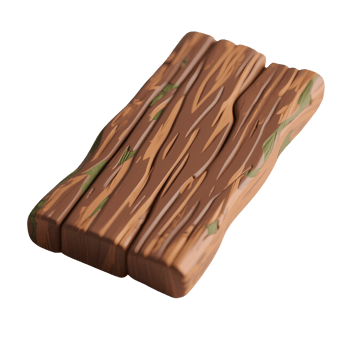 Three wooden planks form a small raft isolated on transparent background png
