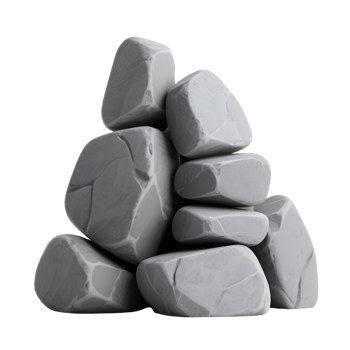 Pile of grey stones stacked on each other isolated on transparent background png