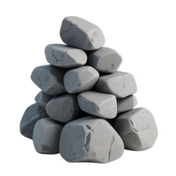 Stack of grey stones piled high isolated on transparent background png