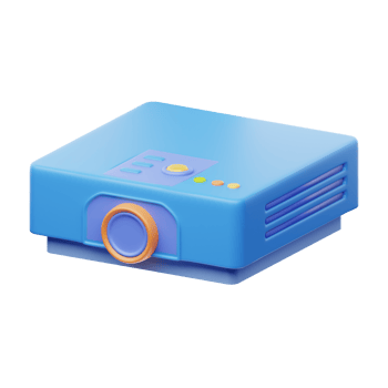 A small blue projector on a black background png
