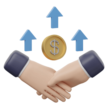 Handshake with dollar coin and arrows png