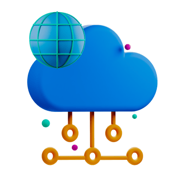 A cloud with a globe and a network connection png