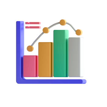 An icon of a bar chart with a graph png