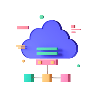 A cloud with a computer and a network connection png