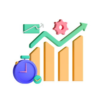 An icon of a clock and a graph chart png