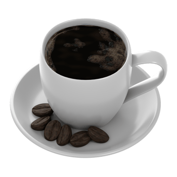 A cup of coffee with beans on a saucer png
