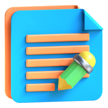 A blue folder with a pencil and paper png