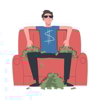Rich Businessman, Wealthy Person, Millionaire Character, Financial Success, Profit, Income Concept Cartoon Style Illustration vector