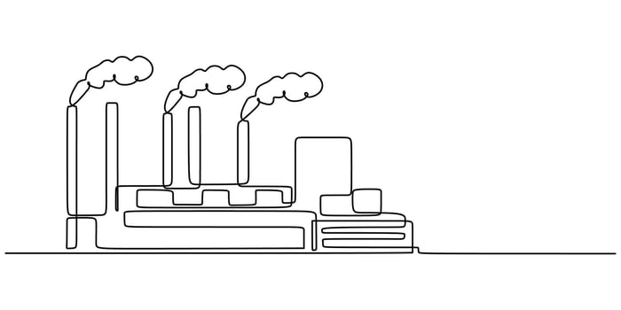 Minimalist industrial plant line drawing vector
