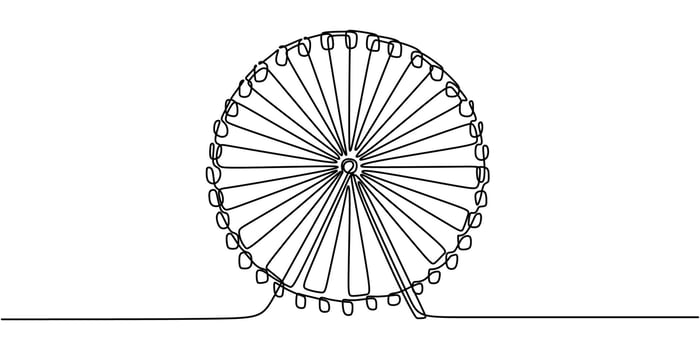 Playground ferris wheel one line drawing vector