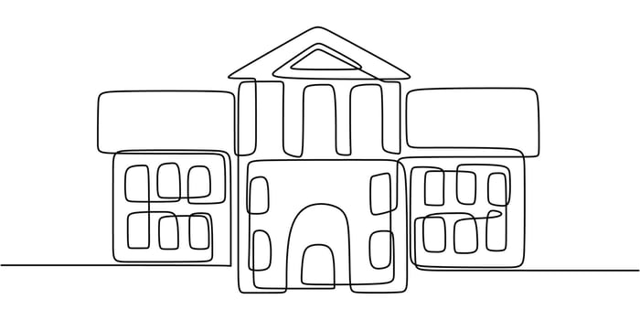 Simple bank building one line art vector