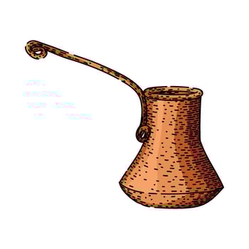 tradition cezve turkish coffee sketch hand drawn vector