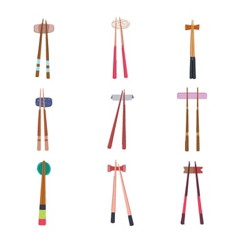 rest chopstick set cartoon illustration vector
