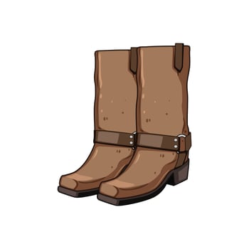 cowboy fashion boots cartoon illustration vector