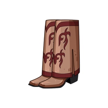 cowgirl classic boots cartoon illustration vector