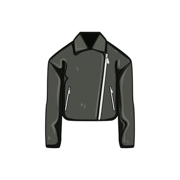leather vintage jacket female cartoon illustration vector