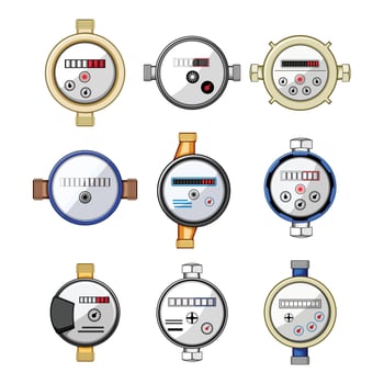 meter water set cartoon illustration vector