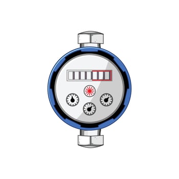 water digital meter cartoon illustration vector