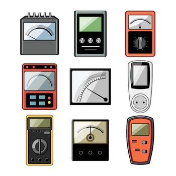 meter watt set cartoon illustration vector