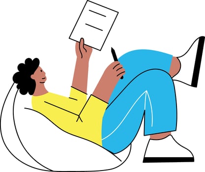 A flat style illustration showing a person jotting vector