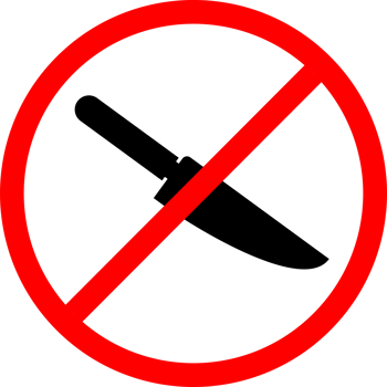 forbidden to carry knifes sign. no knife allowed. No knives stickers. no knife sign. no knife zone png