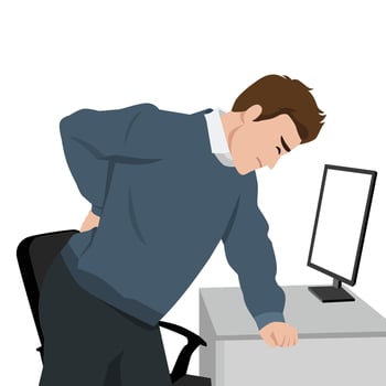 Office Worker Experiencing Lower Back Pain. vector