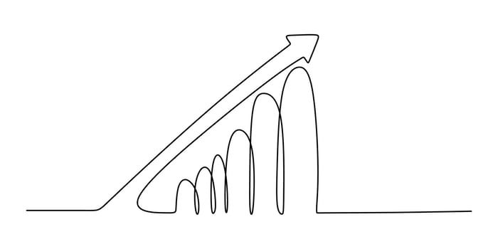 Growth chart arrow up one line art vector