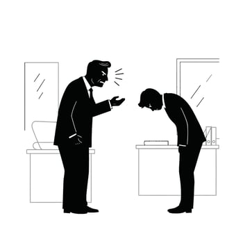 Workplace Conflict Scene Manager Reprimanding Employee vector