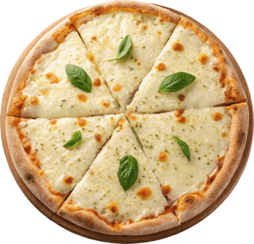 Quattro Formaggi Pizza with Melted Cheese and Basil png