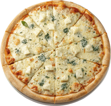 Delicious whole gorgonzola pizza with a crispy crust melted cheese and aromatic herbs png