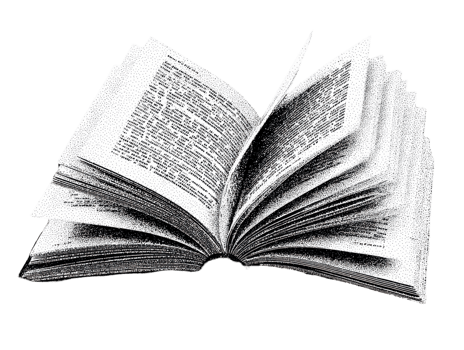Open Book In Vintage Halftone. Retro Literature And Knowledge Representation Illustration Isolated On Transparent Background png