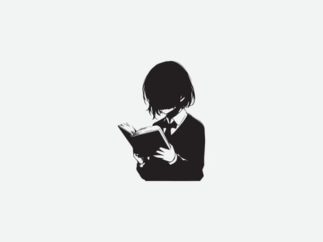 Girl Reading Book Artwork vector