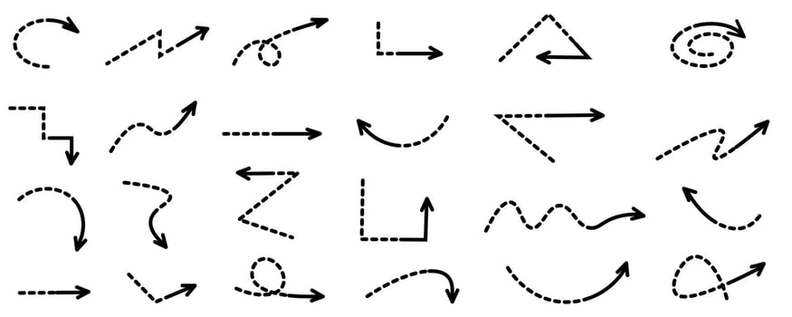 multidirectional arrows, hand drawn on white background. vector