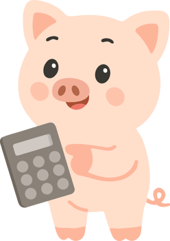A cartoon pig holding a calculator png