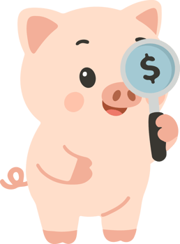 Pig with magnifying glass png